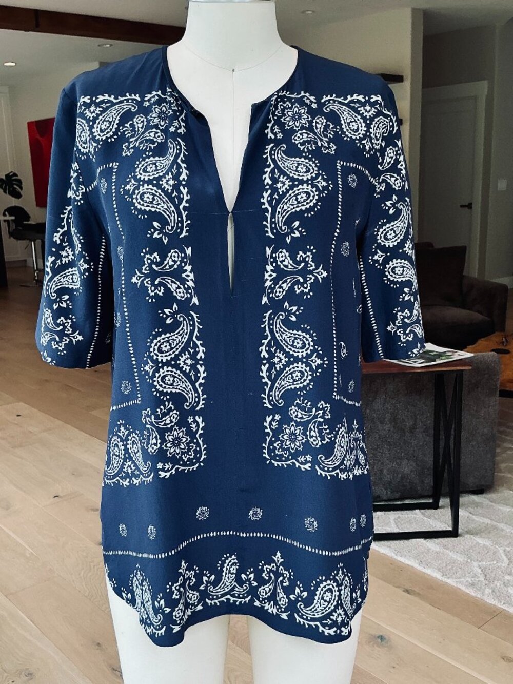 100% silk Theory bandana blouse, size M